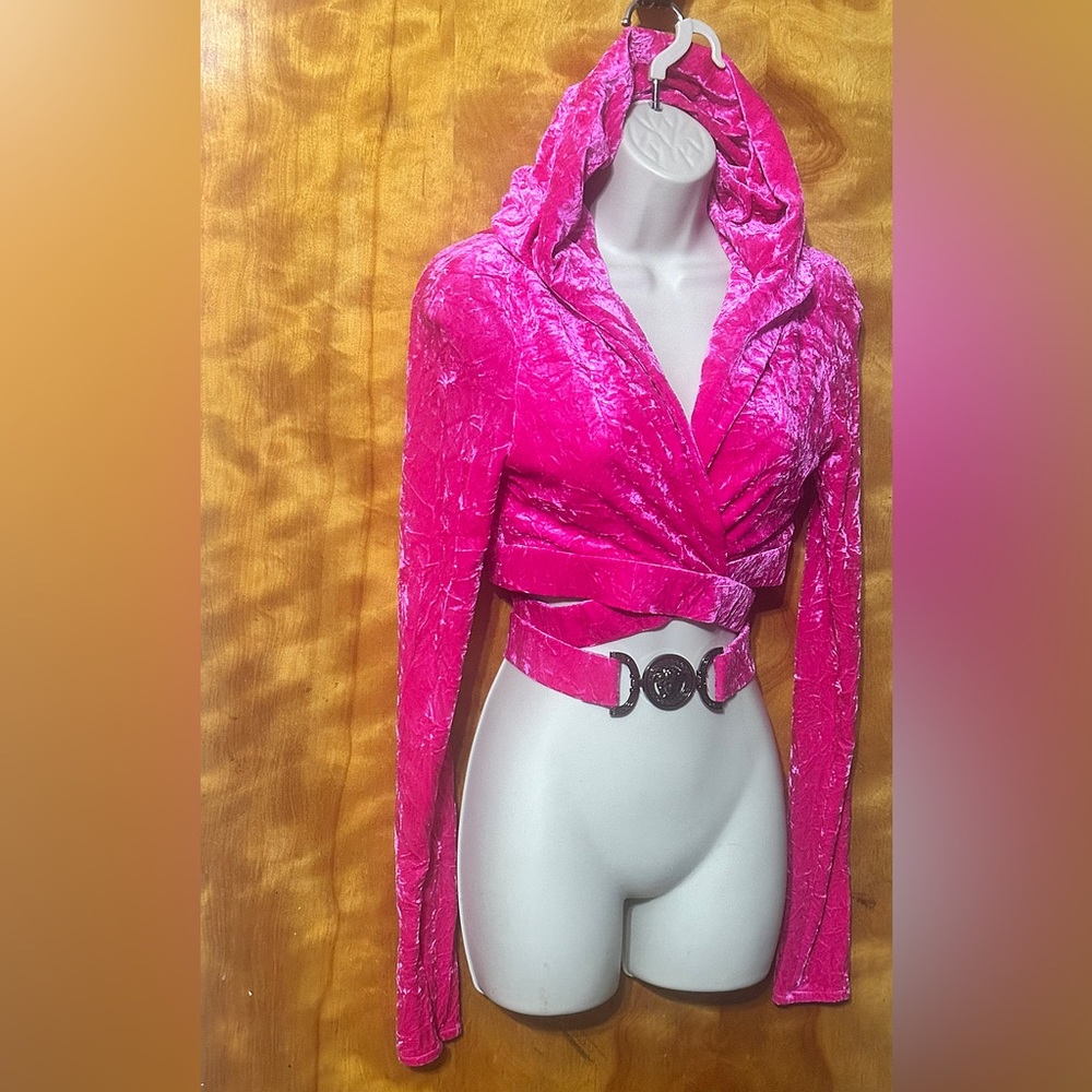 Versace Biggie Medusa cropped velvet hoodie size 42 New with tags